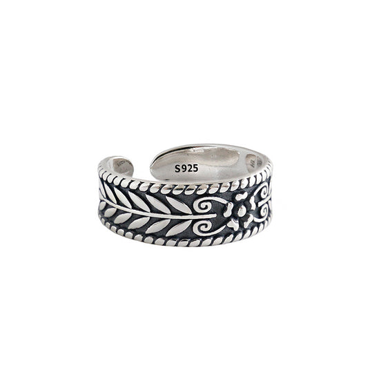Vintage Olive Leaves New 925 Sterling Silver Adjustable Ring